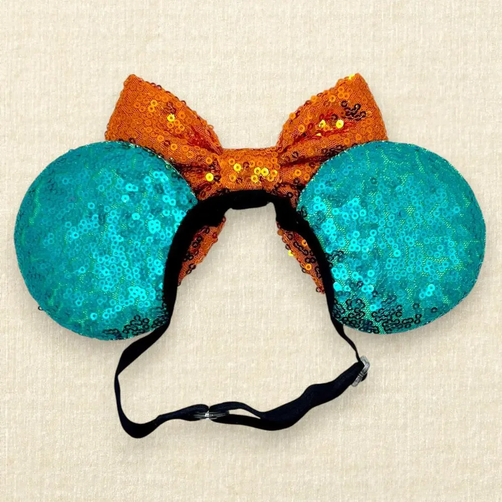 Elastic Spooky Teal Bat Minnie Ears | Disney-Inspired Halloween Mouse Ears